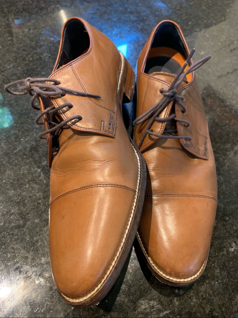 Cole Haan Grand-øs Men's Brown Leather Cap-Toe Lace-Up Dress Shoes